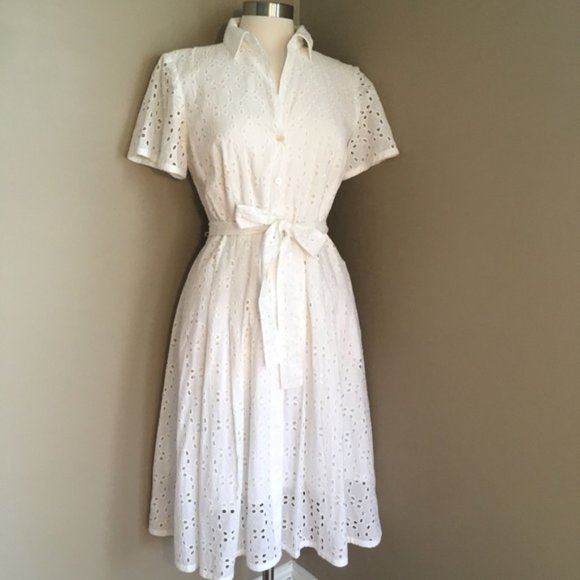Brooks Brothers Eyelet Shirtdress, Size 2 - Picture 4 of 9